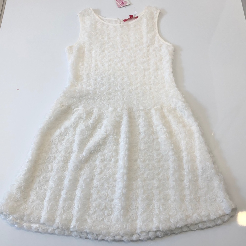 Derhy Kids Light Ivory Rosette Dress Sz 10/12 NWT